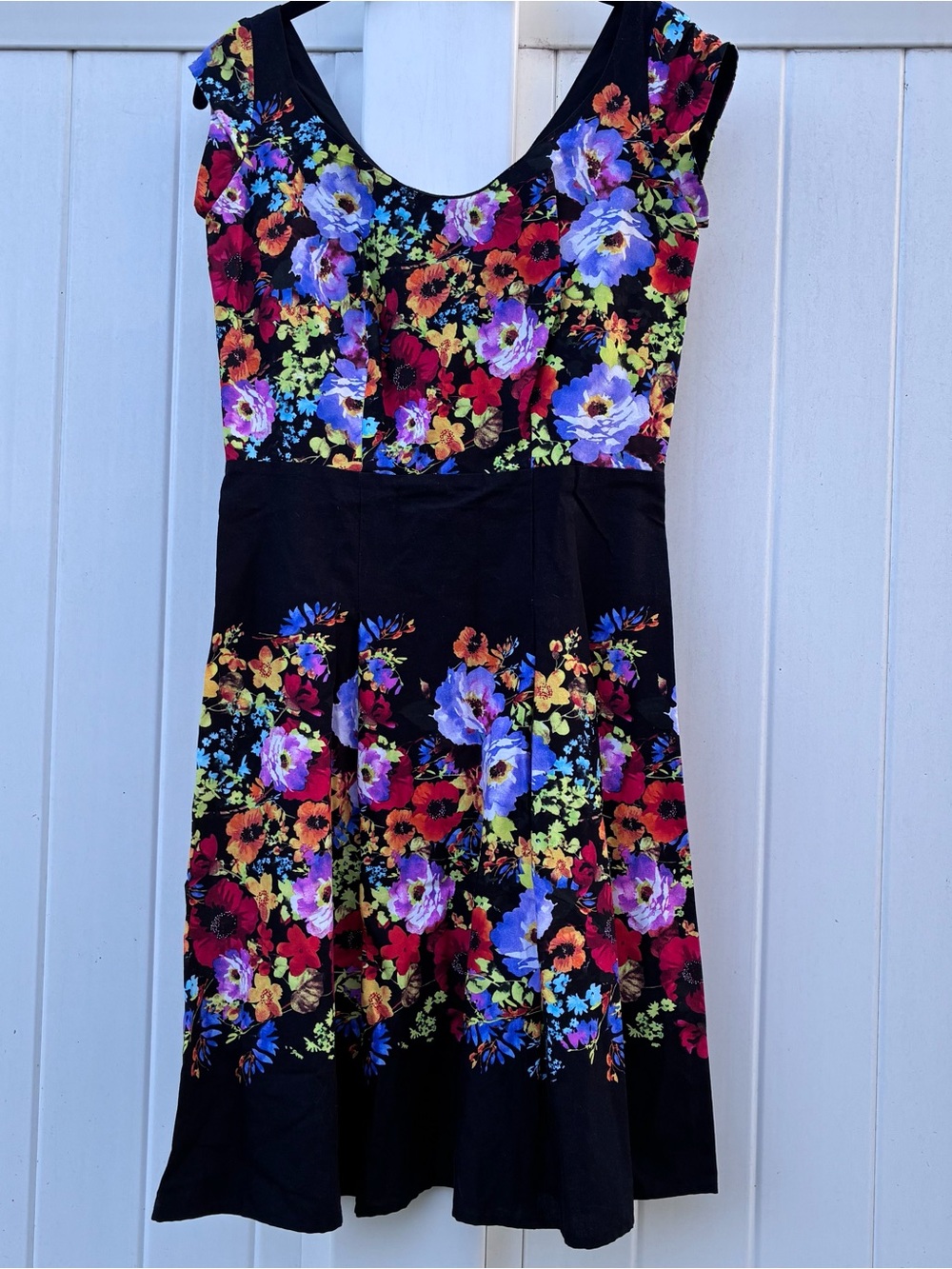 Heart of Haute Women’s Floral A-Line Dress Retro Sleeveless Scoop Neck NWOT Sz S